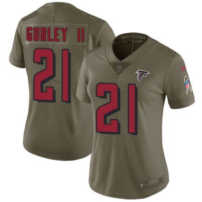 Nike Atlanta Falcons #21 Todd Gurley II Olive Women's Stitched NFL Limited 2017 Salute To Service Jersey